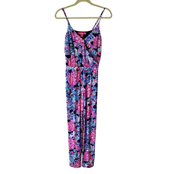 Lilly Pulitzer Pants - Lilly Pulitzer Dante Jumpsuit High Tide Navy Turtle Amazement Size XXS Coastal